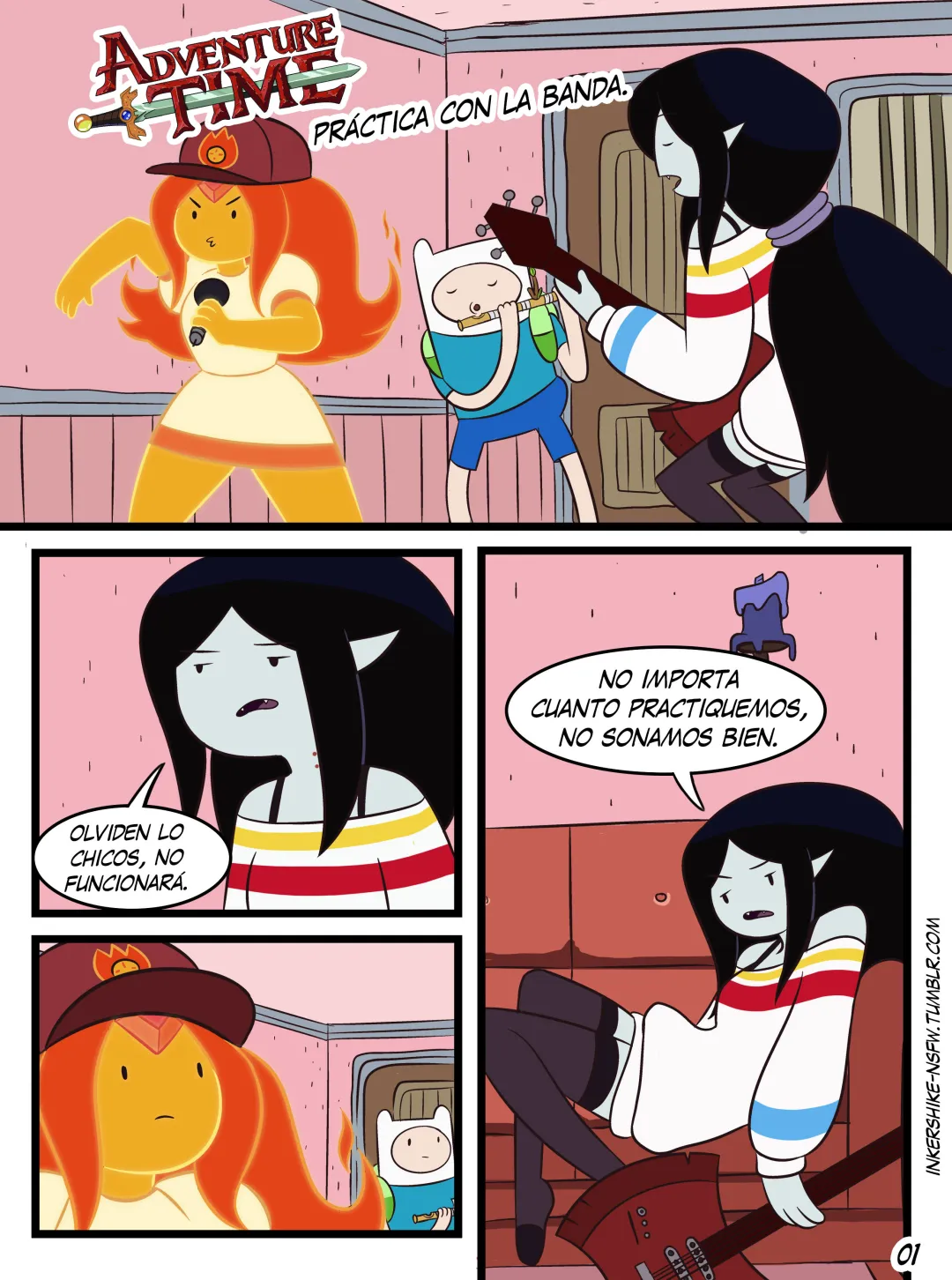Comic Porno [Inkershike] Practica Con La Banda (Adventure Time) (#1)